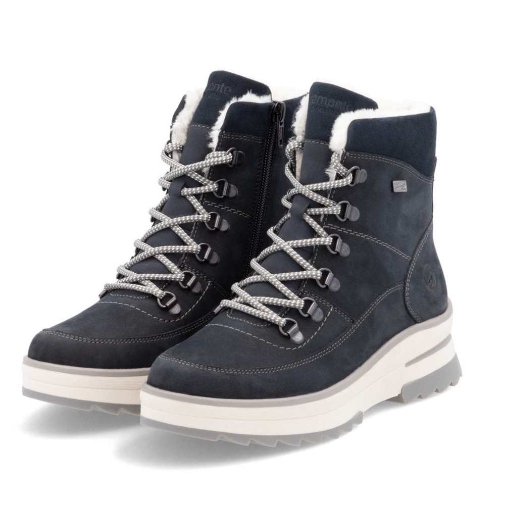 New Remonte Lelisha lace-up boots steel blue Navy